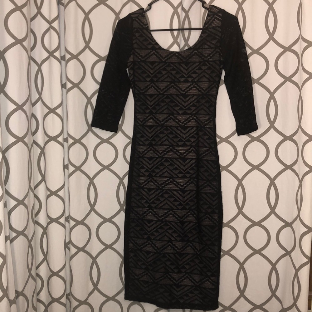 Black/Nude Tribal Print Dress